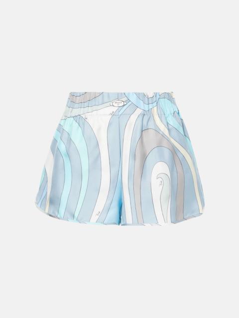 Marmo printed silk twill shorts