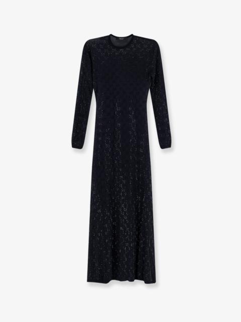 GUCCI Gucci Long Viscose Dress With Gg Crystals