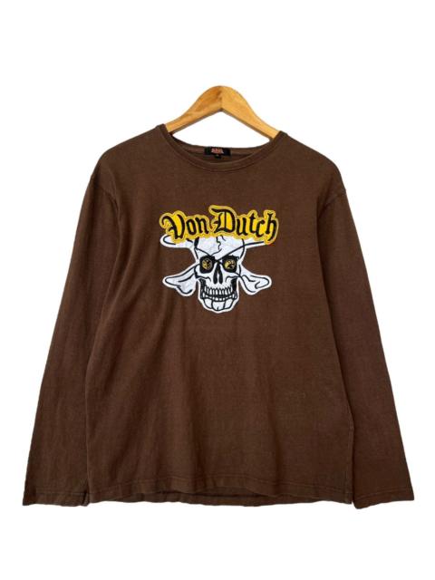 Other Designers Von Dutch Skull Bones Eyes Long Sleeve Skate Brown Shirt