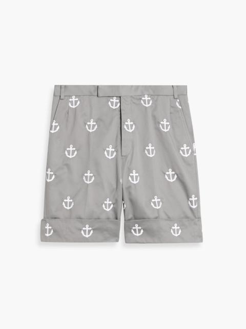 Thom Browne Embroidered cotton-twill shorts