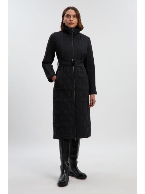 KAREN MILLEN Multi Stitch Detail Belted Padded Midi Coat