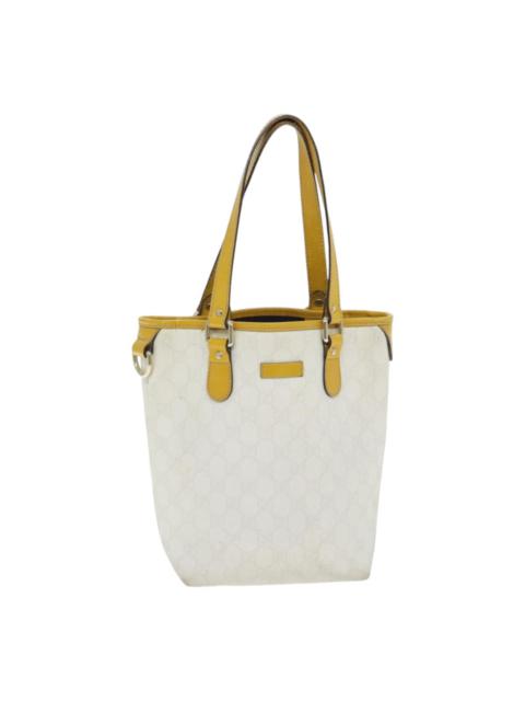 GUCCI GG Supreme Tote Bag Pvc Leather Gold White