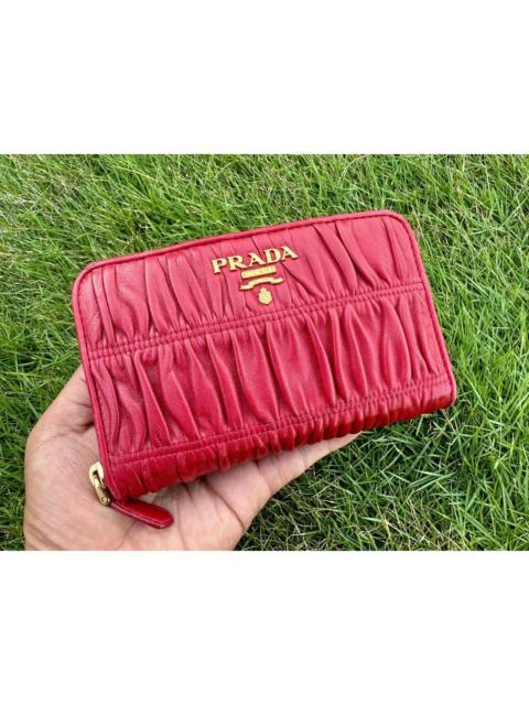 Prada Portagfolio Lampo Gaufre Nappa Leather In Rosso Round Zipper