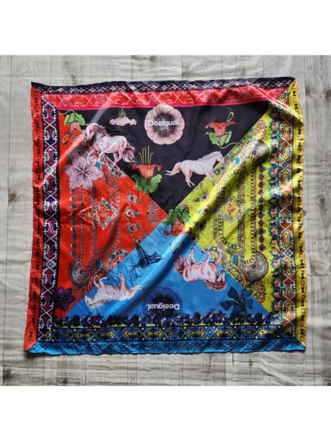 Other Designers Vintage Desigual Scarf Multicolor Satin Silk