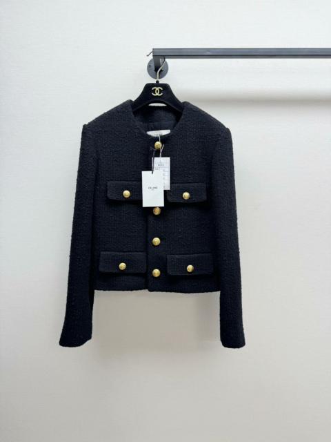 CELINE Celine Chasseur Jacket in Black Bouclé Tweed