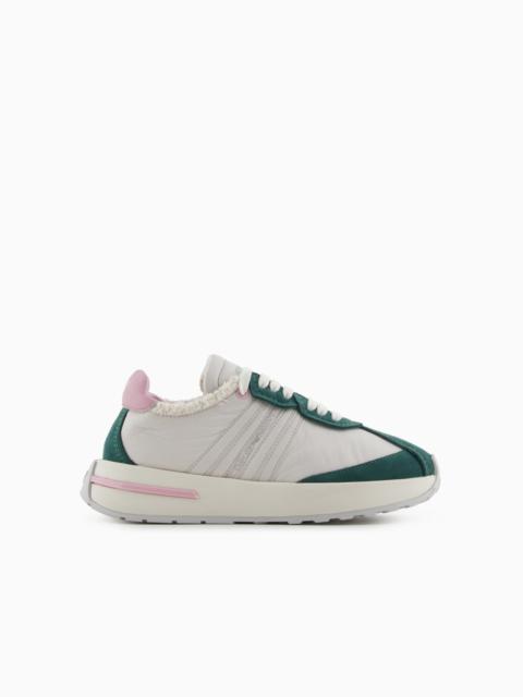 EMPORIO ARMANI NYLON SNEAKERS WITH SUEDE DETAILS