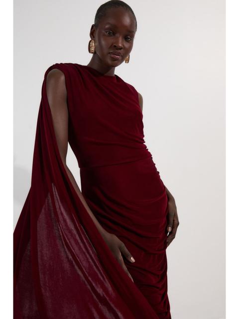 KAREN MILLEN Premium Slinky Crepe Scarf Detail Maxi Dress