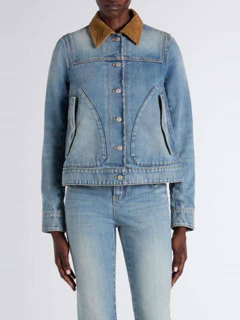 Alexander McQueen McQueen Boxy Denim Jacket in Royal at Nordstrom