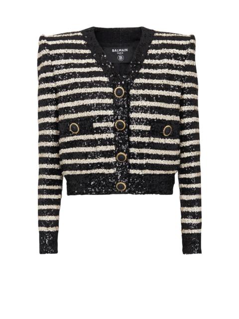 Balmain Short striped sequin jacket with 2 pockets