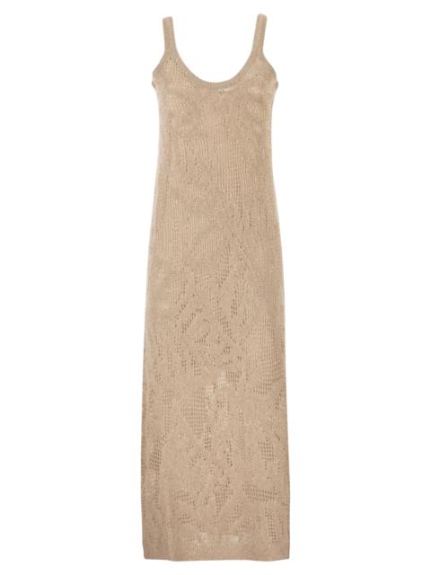 Brunello Cucinelli Brunello Cucinelli Women Dazzling Water Lilies Dress In Linen And Cotton Knit