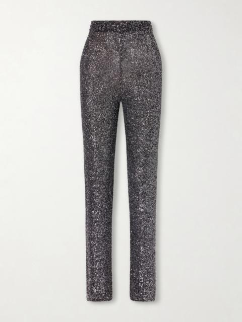 Valentino Sequined Knitted Straight-leg Pants