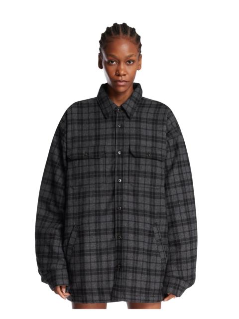 WILLY CHAVARRIA Gray Plaid Wool Overshirt