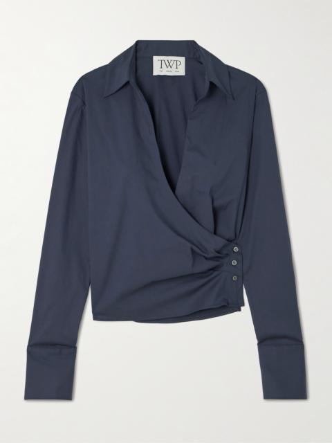 TWP All Wrapped Up Cropped Cotton-blend Poplin Wrap Shirt