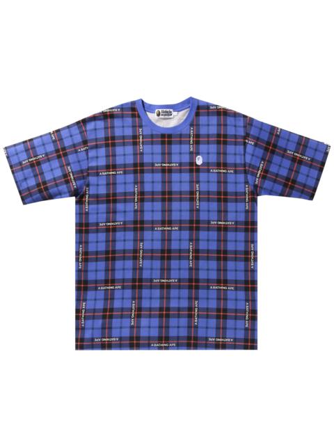 A BATHING APE® BAPE Check Relaxed Fit One Point Tee 'Blue'
