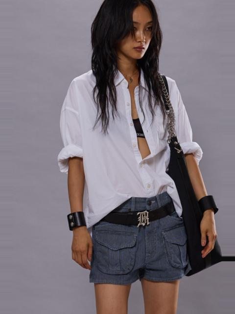 R13 Drop Neck Oxford Shirt- White | R13 Denim