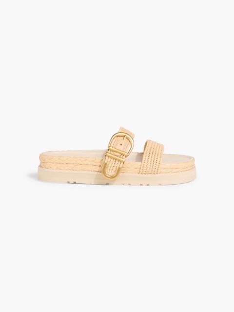 SIMKHAI Aida buckled raffia platform slides