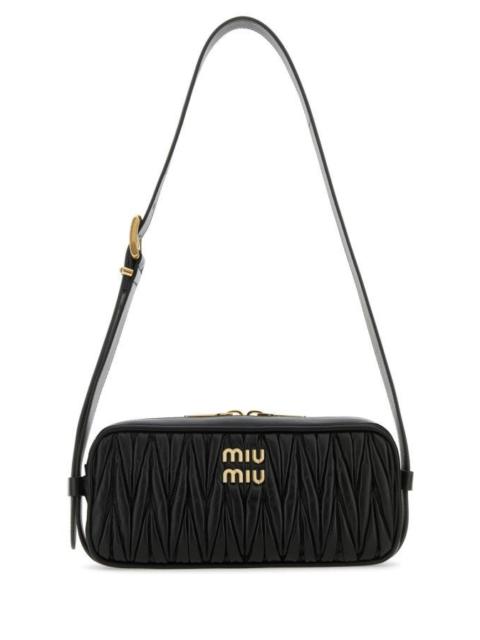 Miu Miu Woman Black Nappa Leather Shoulder Bag
