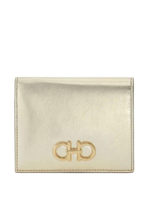 FERRAGAMO COMPACT GANCINI WALLET IN LAMINATED LEATHER