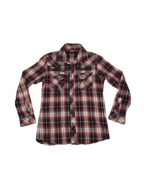 Other Designers Hype - Sorridere Snap Button Shadow Plaid Checked Flannel Shirt