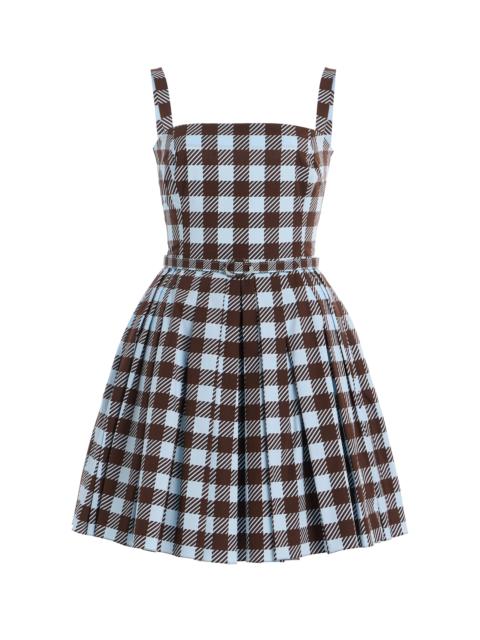 Oscar de la Renta Gingham Sleeveless Cotton-Poplin Mini Dress plaid