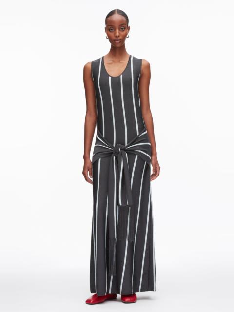 3.1 Phillip Lim Stripe Midi Dress with Fringe Waist Tie