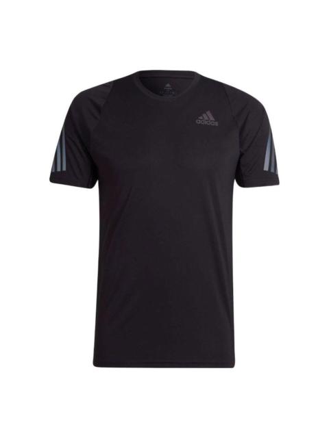 Men's adidas Round Neck Short Sleeve Pullover Solid Color Black T-Shirt HE2474