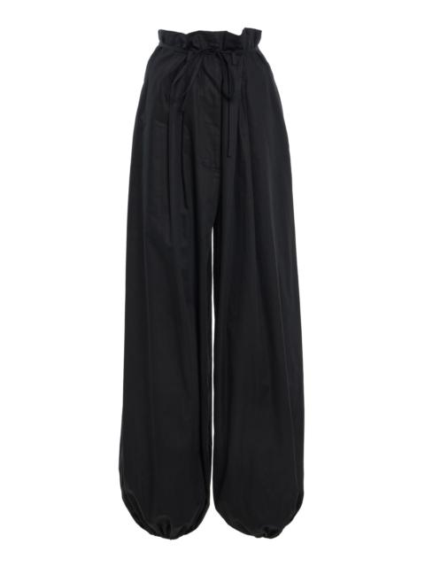 ADAM LIPPES Paperbag Cotton-Poplin Wide-Leg Pants black