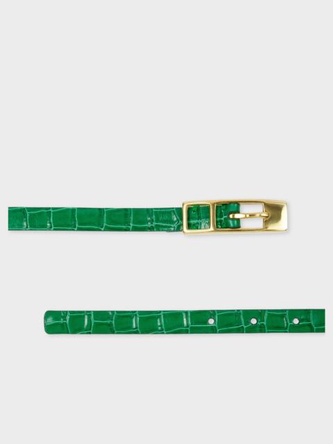 Paul Smith Women's Green Leather Croc Belt