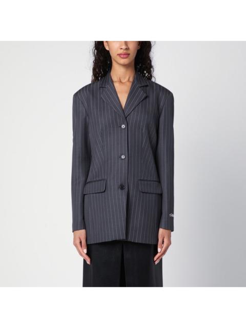 Off-White Single-Breasted Grey Pinstripe Jacket Women