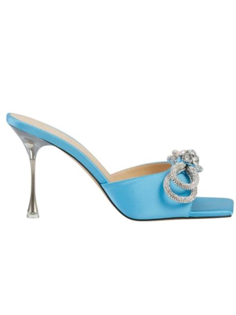 MACH & MACH Blue Double Bow Square Toe Mules