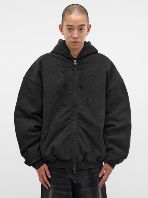 VETEMENTS Black Padded Embroidered Cross Hoodie