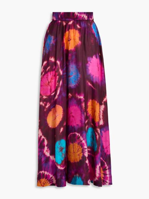Zimmermann Tie-dyed silk-habotai maxi skirt