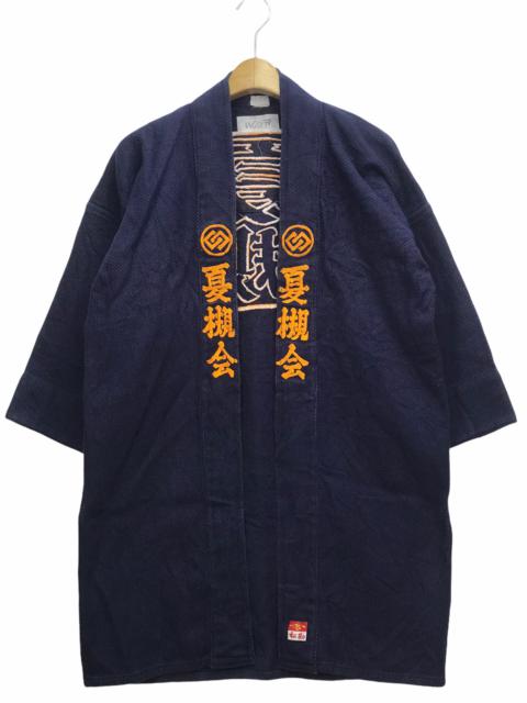 Other Designers Vintage - Vintage Indigo Sanjuro Kanji Spellout Embroidery Kimono