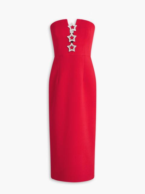 REBECCA VALLANCE Akari strapless crystal-embellised crepe midi dress