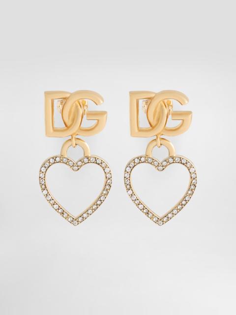 Dolce & Gabbana DG logo and heart stud earrings