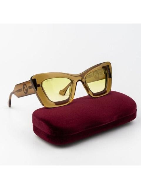 GUCCI Gucci Women Sunglasses Brown Crystal Green Gradient Butterfly GG1552S 004 NEW