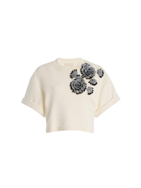 ULLA JOHNSON Cove Embroidered Cotton Top ivory