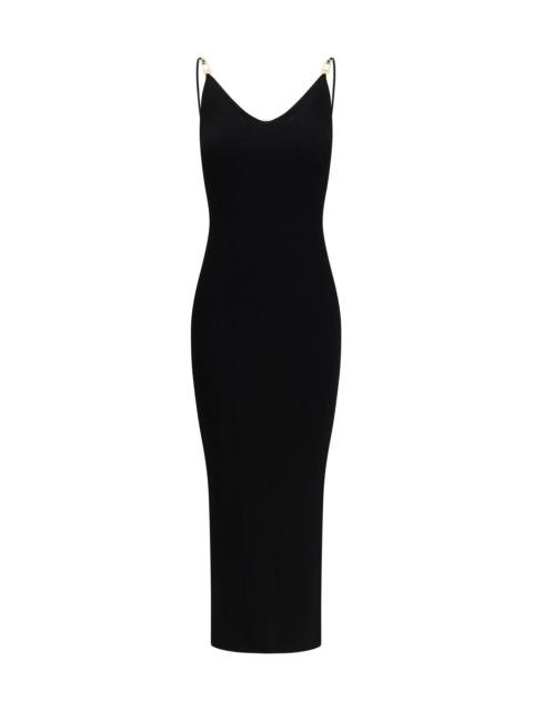 VERSACE Versace Safety Pin Slip Midi Dress Black