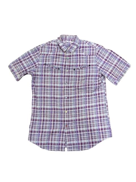Other Designers Ships Jet Blue - SHIPS PEARL SNAP BUTTON SMILE POCKET PLAID WESTERN SHIRT