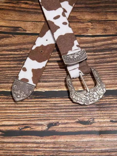 Other Designers Japanese Brand - 122 cm Cow Print PU Leather Western Belt Buckle