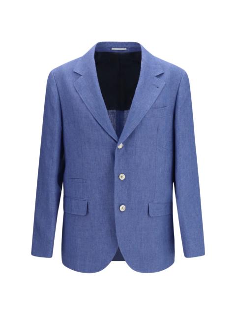 Brunello Cucinelli Brunello Cucinelli Deconstructed Single-breasted Jacket In Mélange Linen