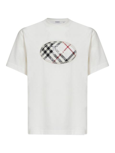 Burberry Burberry Men Chalk White Cotton Knight Stamp Check T-Shirt