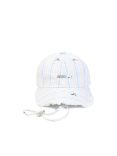 JACQUEMUS stripe embroidery baseball cap