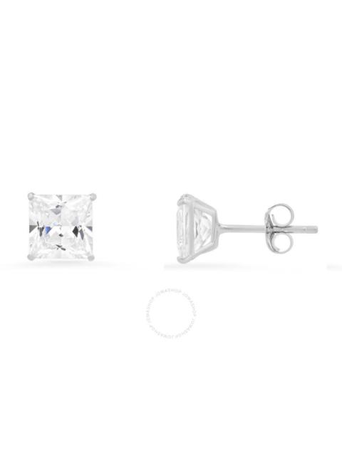 Other Designers Kylie Harper 10k White Gold 6mm Princess-cut Cubic Zirconia  CZ Stud Earrings