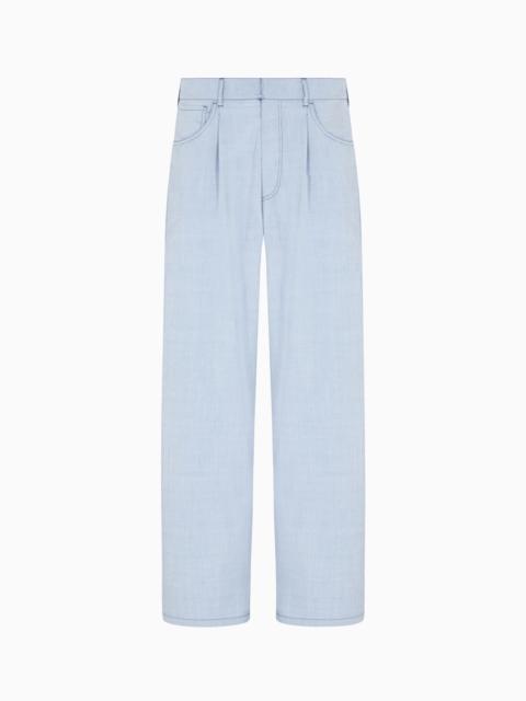 GIORGIO ARMANI SINGLE-PLEAT, SILK CANVAS TROUSERS