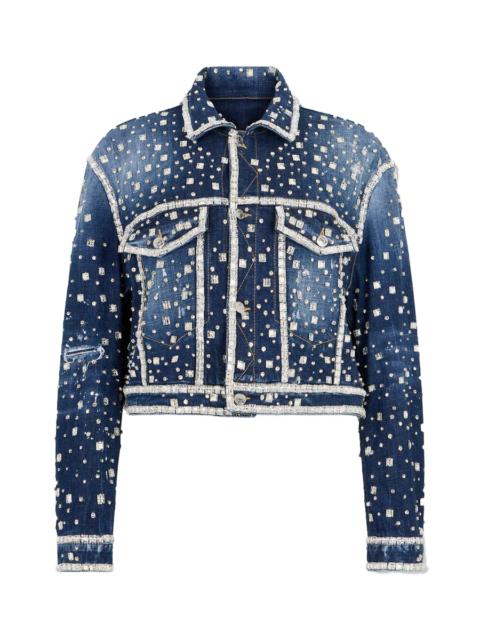 DSQUARED2 Dsquared2 Discoball Boxy Jean Jacket Navy Blue