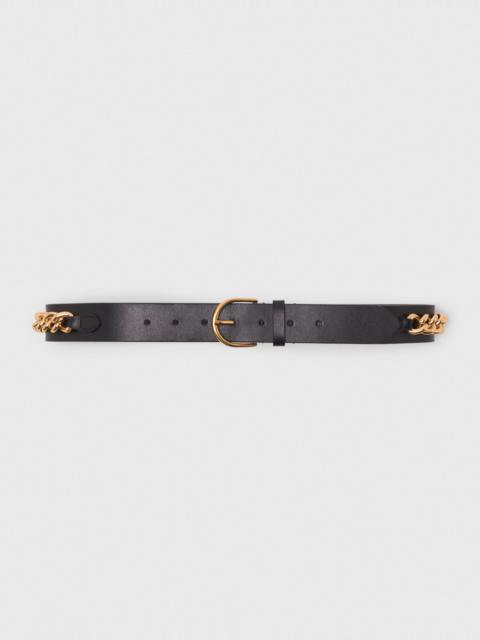 maje Leather belt with chain details