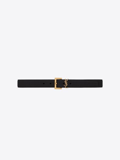 SAINT LAURENT monogramme belt with square buckle in grained leather