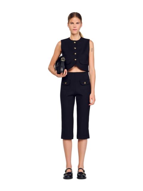 Sandro SANDRO Decorative buttoned crop top in Black at Nordstrom