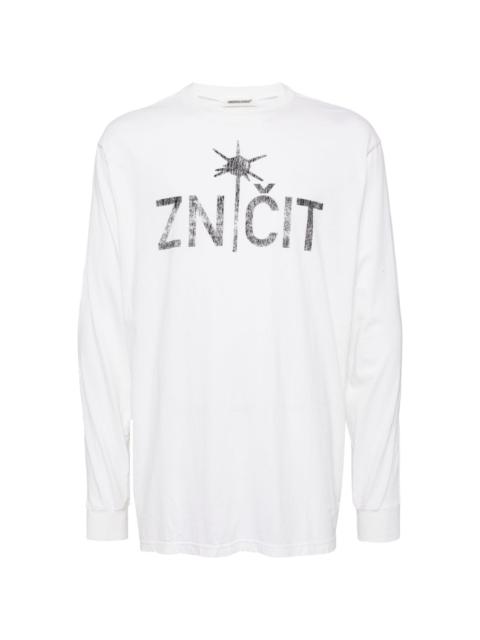 slogan-printed long-sleeved T-shirt